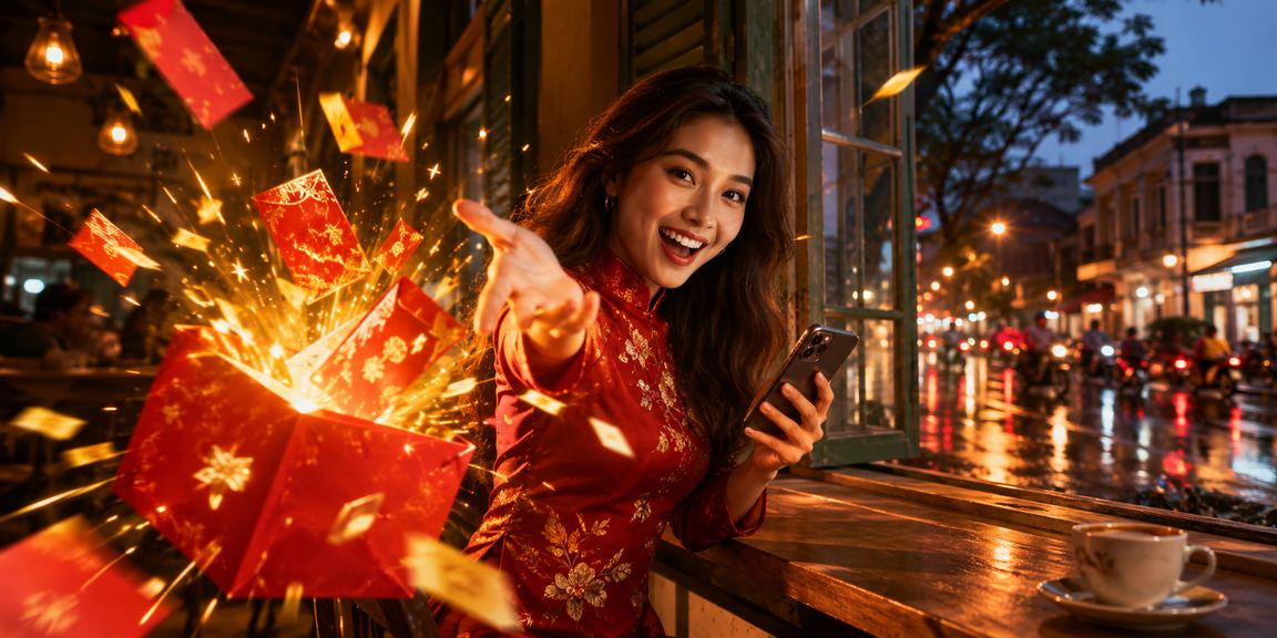 Người chơi hứng khởi nhận phong bao lì xì đỏ tại sự kiện xổ số ssj3 thành phố Hồ Chí Minh